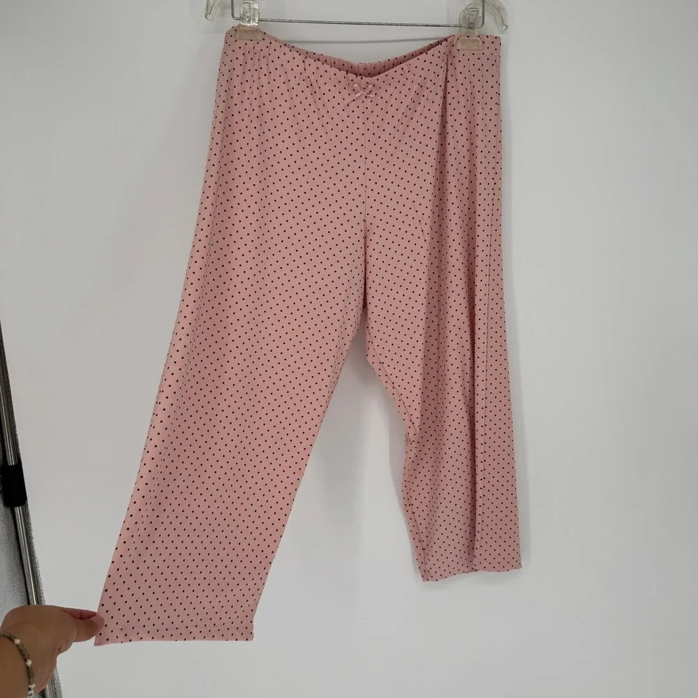 Polka Dot Babydoll Pajama Set Sz L Pink Lace Trim Coquette Balletcore Sleepwear‎